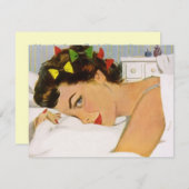 Retro SLUMBER PARTIJ Uitnodigingen Tweens Tiener P (Voorkant / Achterkant)