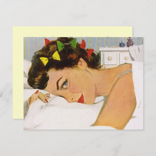 Retro SLUMBER PARTIJ Uitnodigingen Tweens Tiener P (Voorkant / Achterkant)