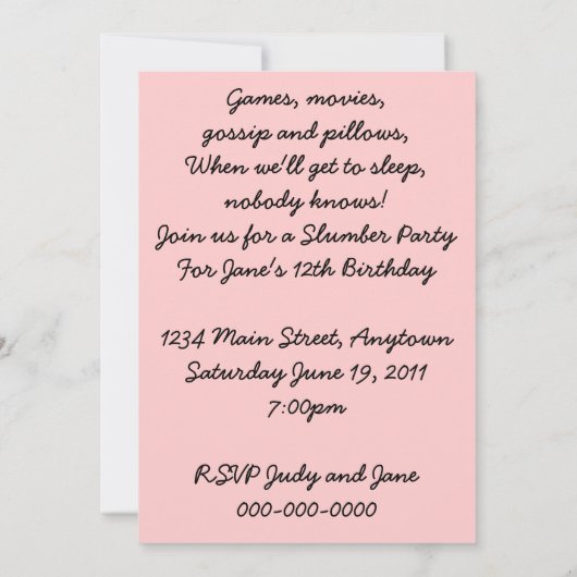 Retro Slumber Party Kaart (Achterkant)