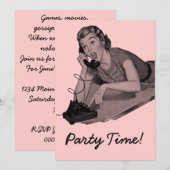 Retro Slumber Party Kaart (Voorkant / Achterkant)