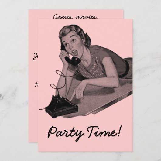 Retro Slumber Party Kaart (Voorkant / Achterkant)