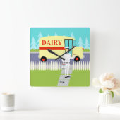 Retro Small Town Milkman Acrylwand Vierkante Klok (Huis)