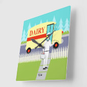 Retro Small Town Milkman Acrylwand Vierkante Klok (Hoek)