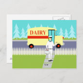 Retro Small Town Milkman Briefkaart (Voorkant / Achterkant)