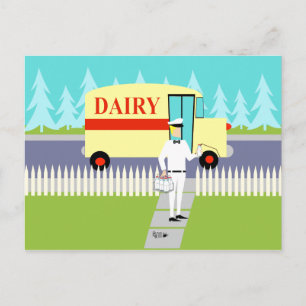 Retro Small Town Milkman Briefkaart