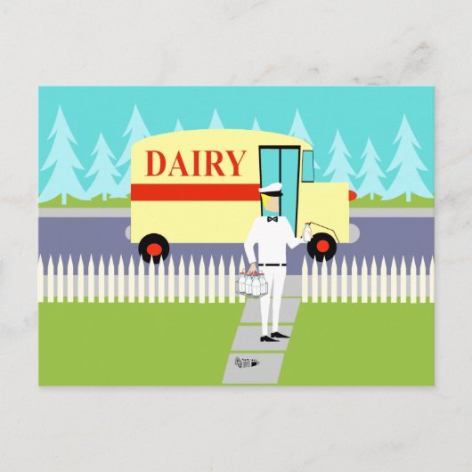 Retro Small Town Milkman Briefkaart (Voorkant)
