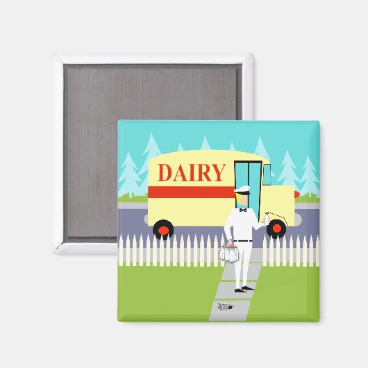 Retro Small Town Milkman Magnet (Voorkant / Achterkant)