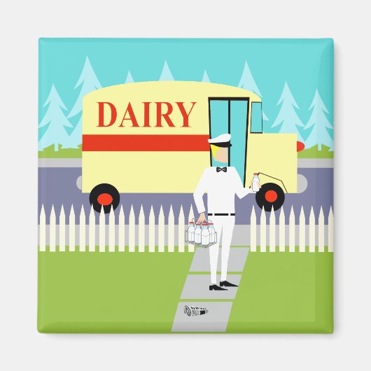 Retro Small Town Milkman Magnet (Voorkant)