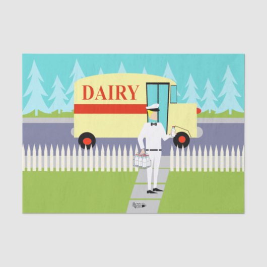 Retro Small Town Milkman Tissue Paper Tissuepapier (Voorkant)