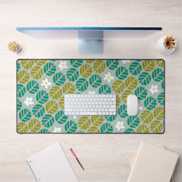 Retro smaragdgroen & roze gestreepte bloem bureaumat