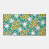 Retro smaragdgroen & roze gestreepte bloem bureaumat (Voorkant)