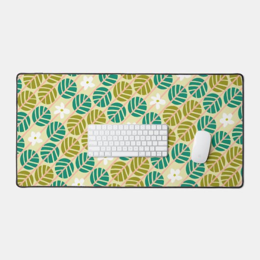 Retro smaragdgroen & roze gestreepte bloem bureaumat (Keyboard & Muis)