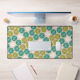 Retro smaragdgroen & roze gestreepte bloem bureaumat