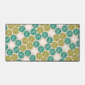 Retro smaragdgroen & roze gestreepte bloem bureaumat (Voorkant)