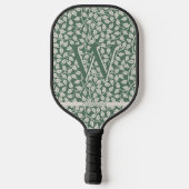 Retro smaragdgroene bloem pickleball paddle (Achterkant)