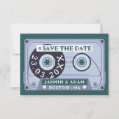 Retro Smaragdgroene Cassettereb Save The Date (Voorkant)