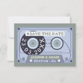 Retro Smaragdgroene Cassettereb Save The Date (Achterkant)