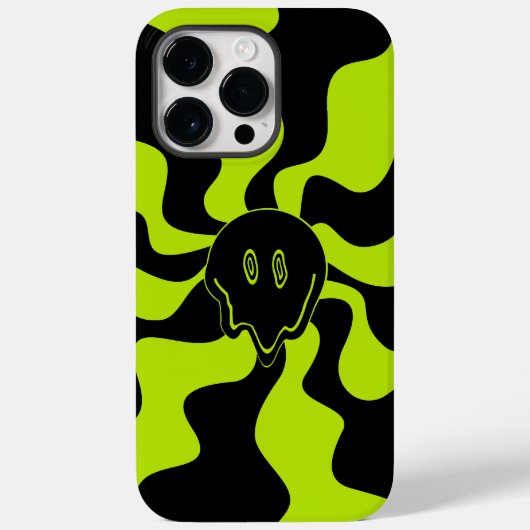 Retro smeltende glimlach in Lime Green en zwart Case-Mate iPhone Case (Achterkant)