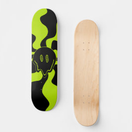Retro smeltende glimlach in Lime Green en zwart Persoonlijk Skateboard