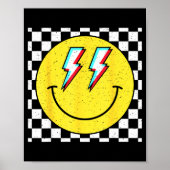 Retro Smile Face Checkered Pattern Preppy Happy Fa Poster (Voorkant)