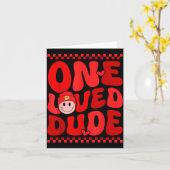 Retro Smile Face One Loved Dude Valentines Day Men Kaart (Gele Bloem)