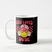 Retro Smile Face One Loved Dude Valentines Day Men Koffiemok (Links)