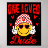 Retro Smile Face One Loved Dude Valentines Day Men Poster (Voorkant)