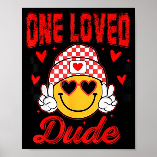 Retro Smile Face One Loved Dude Valentines Day Men Poster (Voorkant)