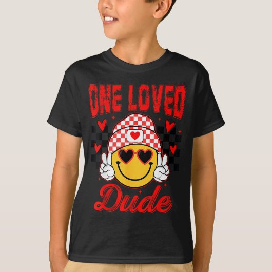 Retro Smile Face One Loved Dude Valentines Day Men T-shirt (Voorkant)