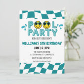 RETRO SMILE GEZICHT ZWEMBAD FEEST VERJAARDAG KAART (Staand voorkant)