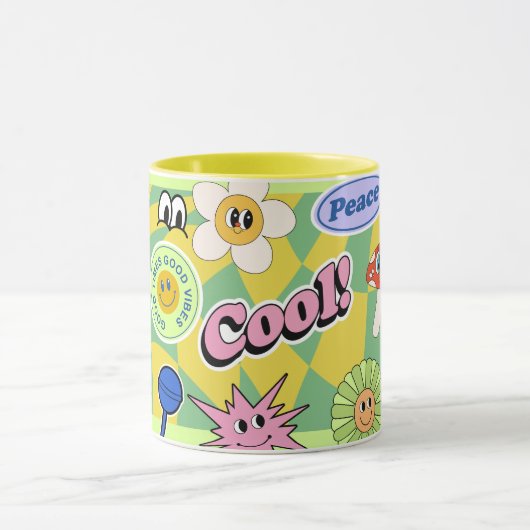 Retro Smile Mok Fun Smiley Gezicht Cool Ontwerp (Midden)