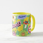 Retro Smile Mok Fun Smiley Gezicht Cool Ontwerp (Voorkant rechts)