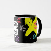 Retro Smile Mok Fun Smiley Gezicht Cool Ontwerp (Voorkant rechts)