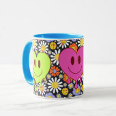 Retro Smile Mok Funny Smiley Gezicht Cool Ontwerp (Voorkant links)