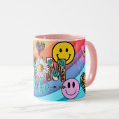 Retro Smile Mok Funny Smiley Gezicht Cool Ontwerp (Voorkant rechts)