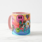 Retro Smile Mok Funny Smiley Gezicht Cool Ontwerp (Voorkant links)