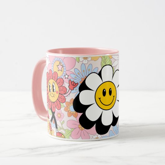 Retro Smile Mug Funny Smiley Face Cool Design Mok (Voorkant links)