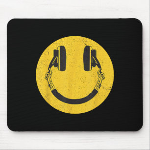Retro Smile Muziek Gezicht Hoofdtelefoon 90s Manne Muismat