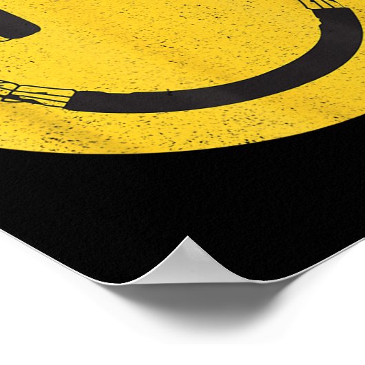 Retro Smile Muziek Gezicht Hoofdtelefoon 90s Manne Poster (Hoek)