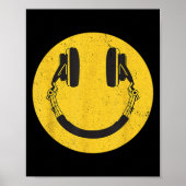 Retro Smile Muziek Gezicht Hoofdtelefoon 90s Manne Poster (Voorkant)