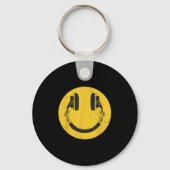 Retro Smile Muziek Gezicht Hoofdtelefoon 90s Manne Sleutelhanger (Voorkant)