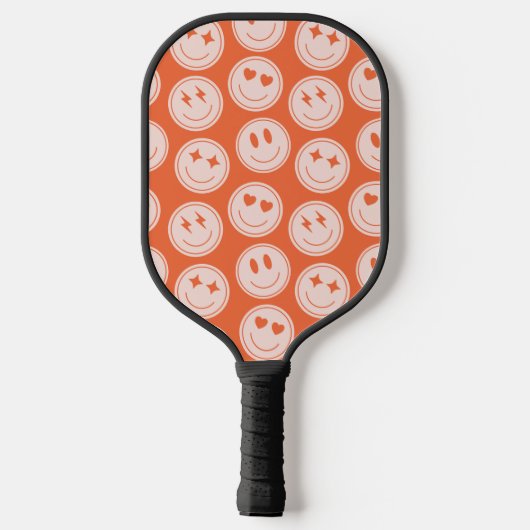 Retro Smile Patroon Aangepaste naam Pickleball Pad Paddle (Achterkant)
