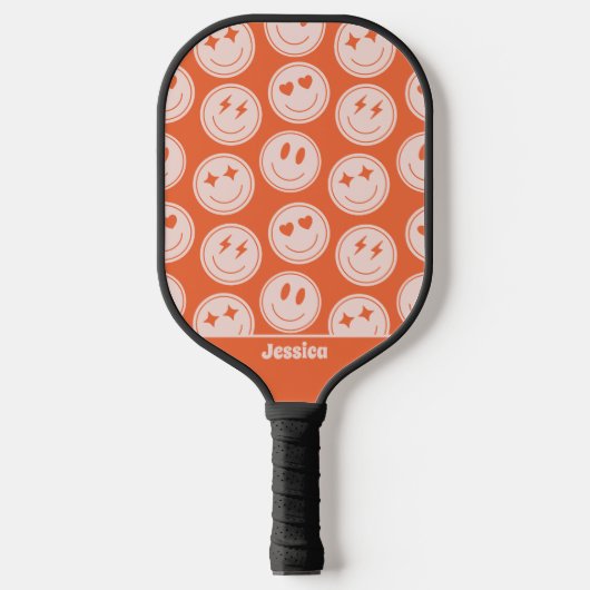 Retro Smile Patroon Aangepaste naam Pickleball Pad Pickleball Paddle (Voorkant)