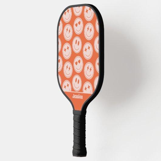 Retro Smile Patroon Aangepaste naam Pickleball Pad Pickleball Paddle (Links)