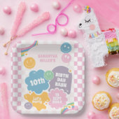 Retro Smiles Pastel Groovy Verjaardag Papieren Bordje (Feest)