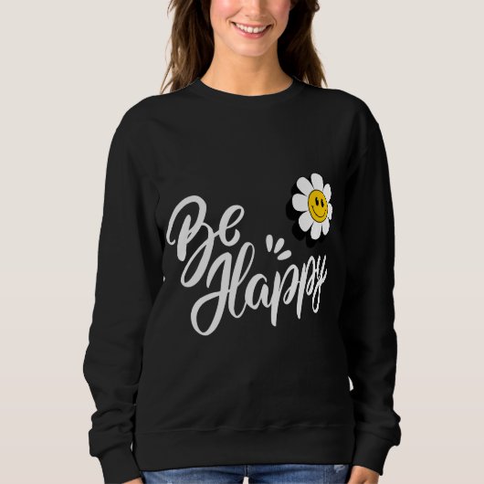 Retro Smiley Daisy - Just Be Happy Flower Power  Trui (Voorkant)
