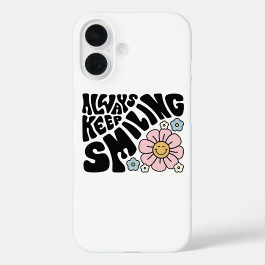 Retro Smiley Face Flower Positive Quote Case-Mate iPhone Case (Achterkant)