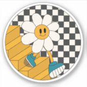 Retro Smiley Face Flower Sticker (Voorkant)