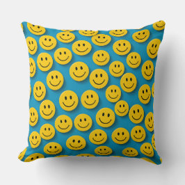 Retro Smiley Gezicht kussen – Blauw