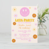 Retro Smiley Invitation Kaart (Staand voorkant)
